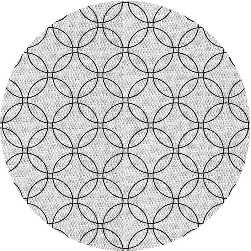 Tapis noir à motifs géométriques, Rond 3 pi