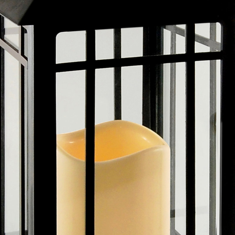 Camila Black Window Solar Powered Lantern with LED Candle