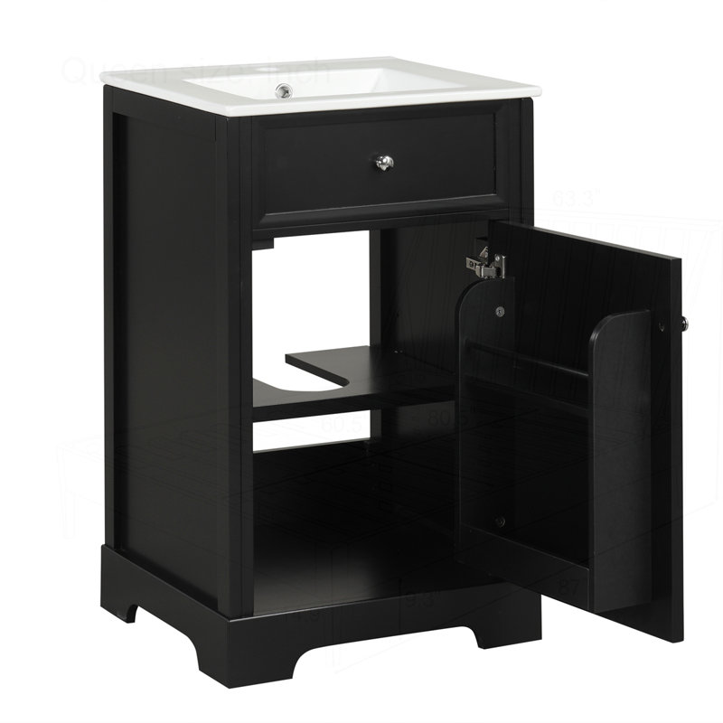 Meuble-lavabo de 20 po avec lavabo, Noir