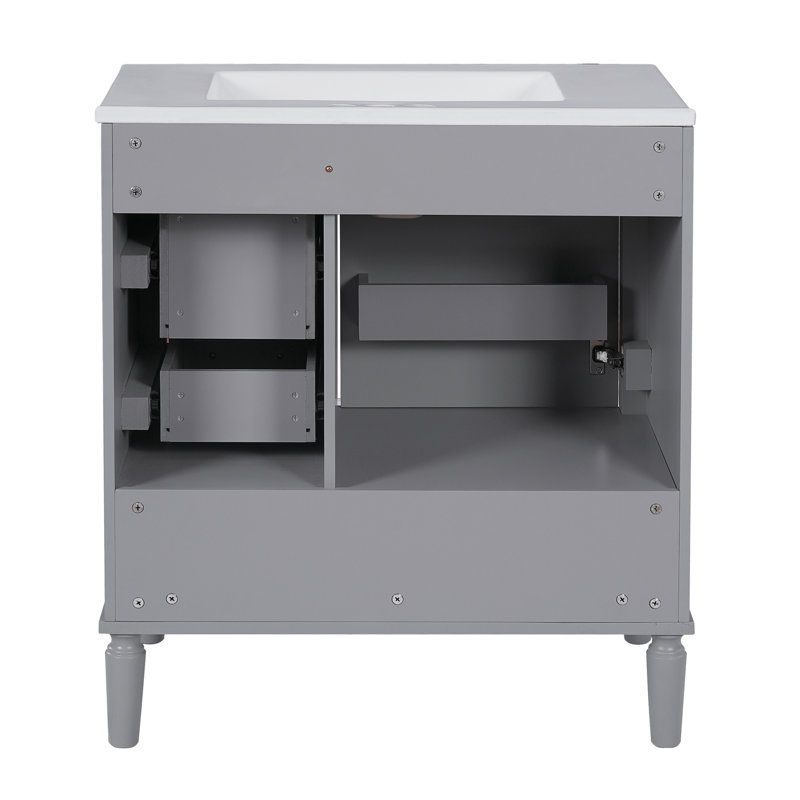 Meuble-lavabo 30 po avec lavabo en céramique, Gris