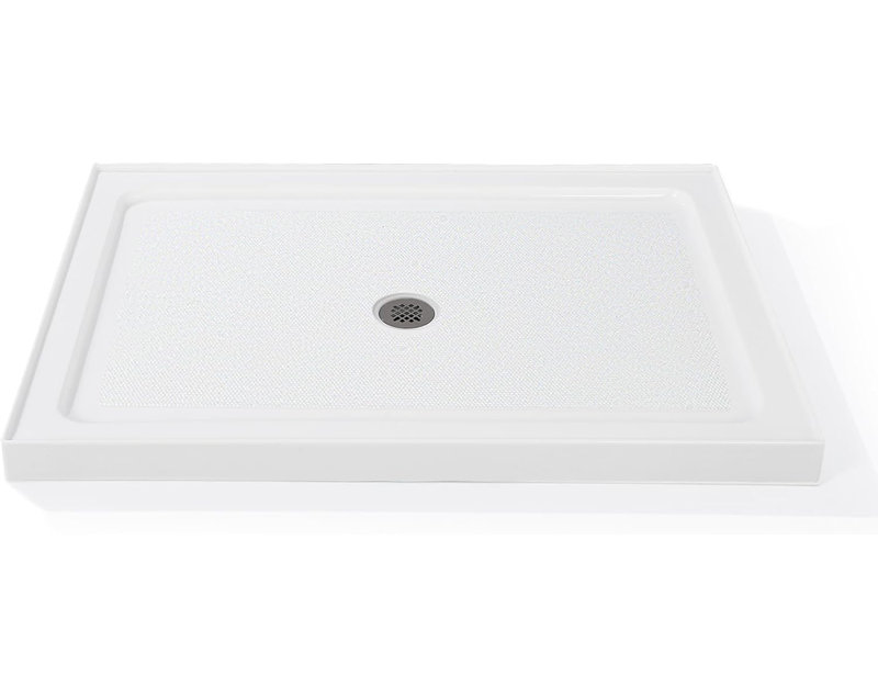 Shower Base Pan 48'' L x 32'' W with Stainless Steel Drain, Non-Slip Texture Shower Pan & Tray with Solid Surface,Center Drain