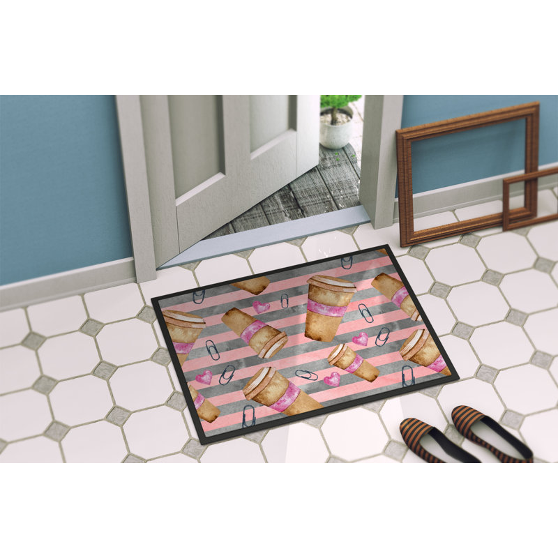 Tapis de porte d’extérieur anti-dérapants à café et papier, Rectangle 1 pi 6 po x 2 pi 3 po