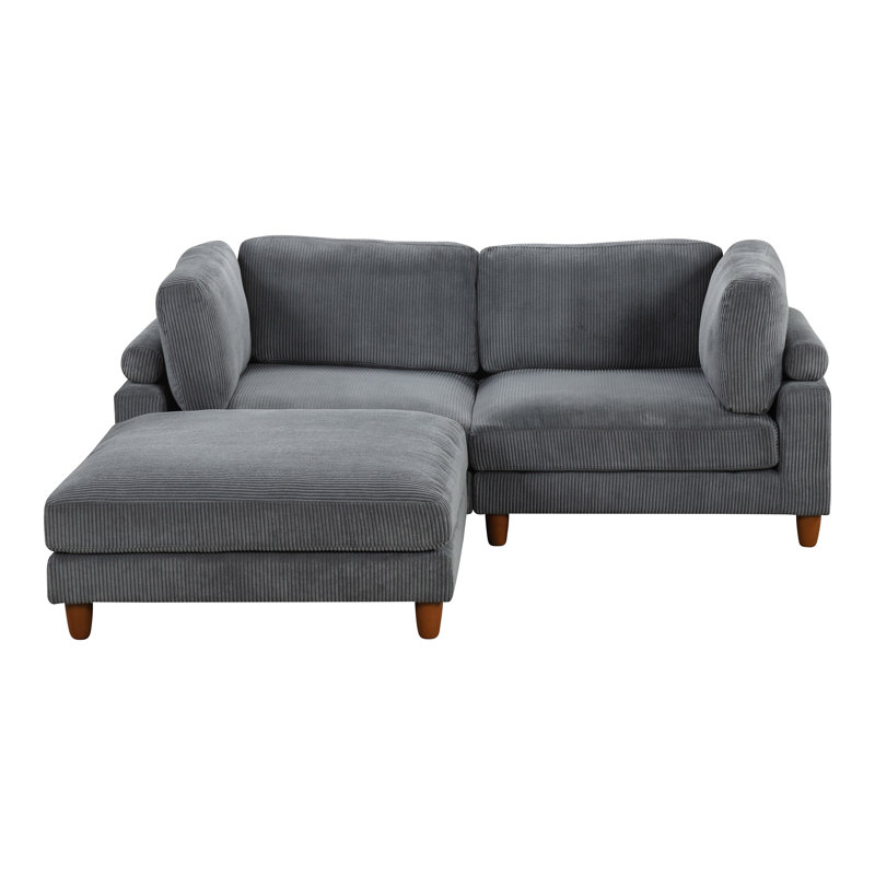 Canapé modulaire réversible avec repose-pieds Avanna, Velours gris velours