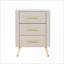 Table de chevet moderne en velours avec 3 tiroirs et plateau marbré - beige
