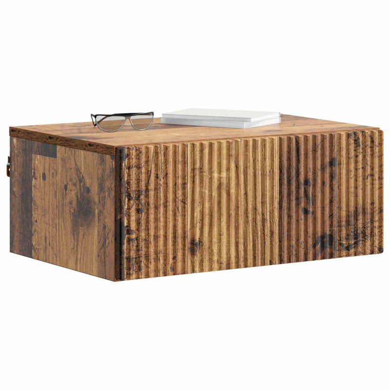 49cm W Manufactured Wood Bedside Table, Old Wood