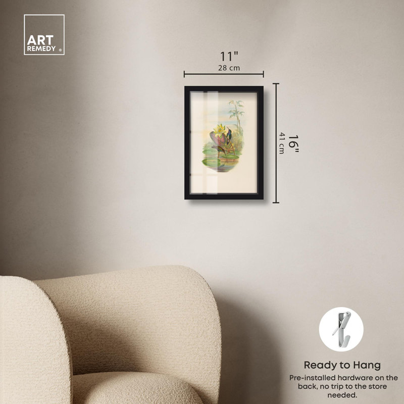«Lily Pond Shadowbox Art botanique» par Art Remedy, H 16 po x l 11 po, Noir