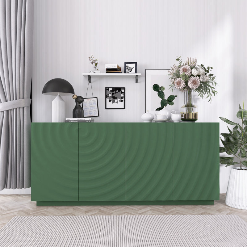 Buffet de rangement moderne avec texture artistique 3D, Vert