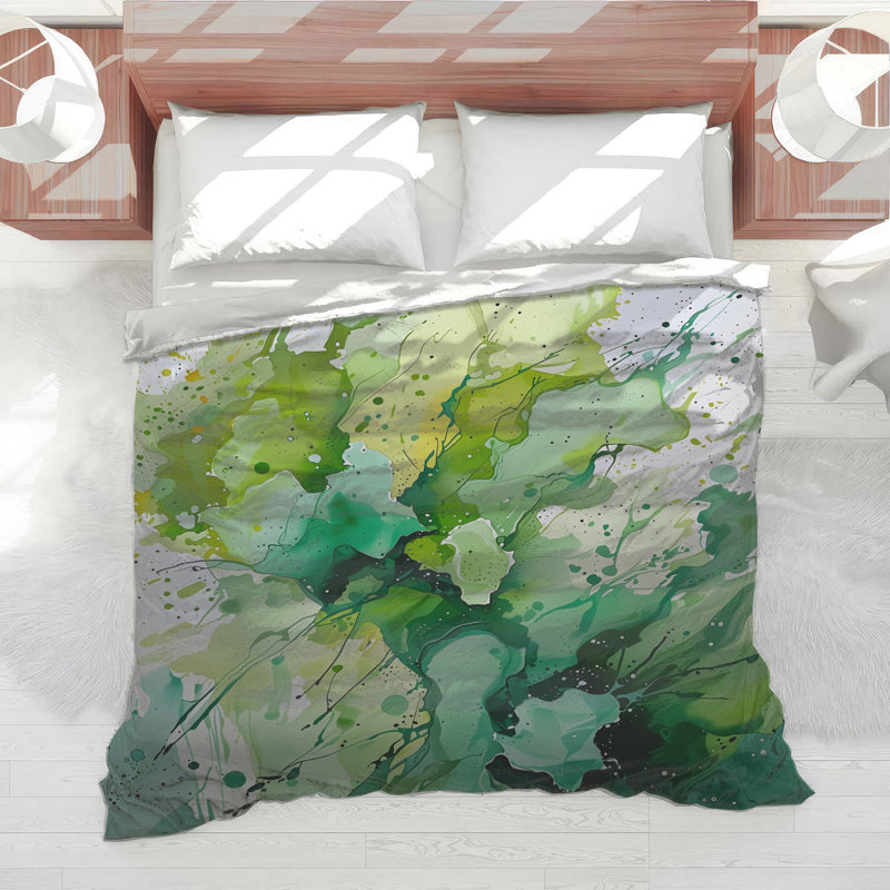 Édredon vert à motif abstrait Splash Bedding, Simple extra long