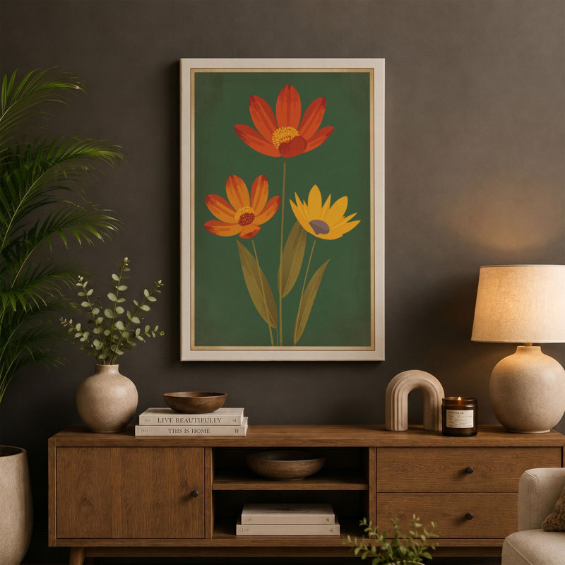 Blooms Botanical - Wrapped Canvas, 18x12 - 45.7 x 30.5 cm, Cream Border