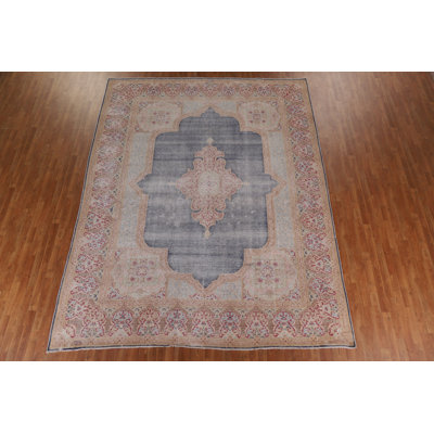 Salema One-of-a-Kind Rectangle 9'10" x 12'7" 1950s Rectangle Wool Area Rug in Blue and Navy