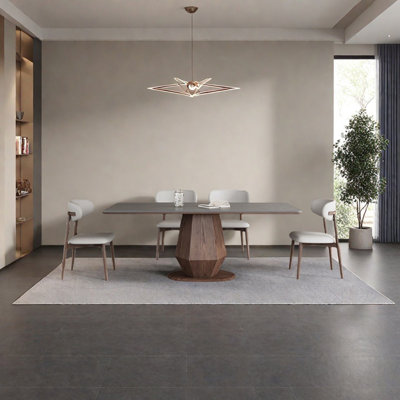 Gray sintered stone dining table set