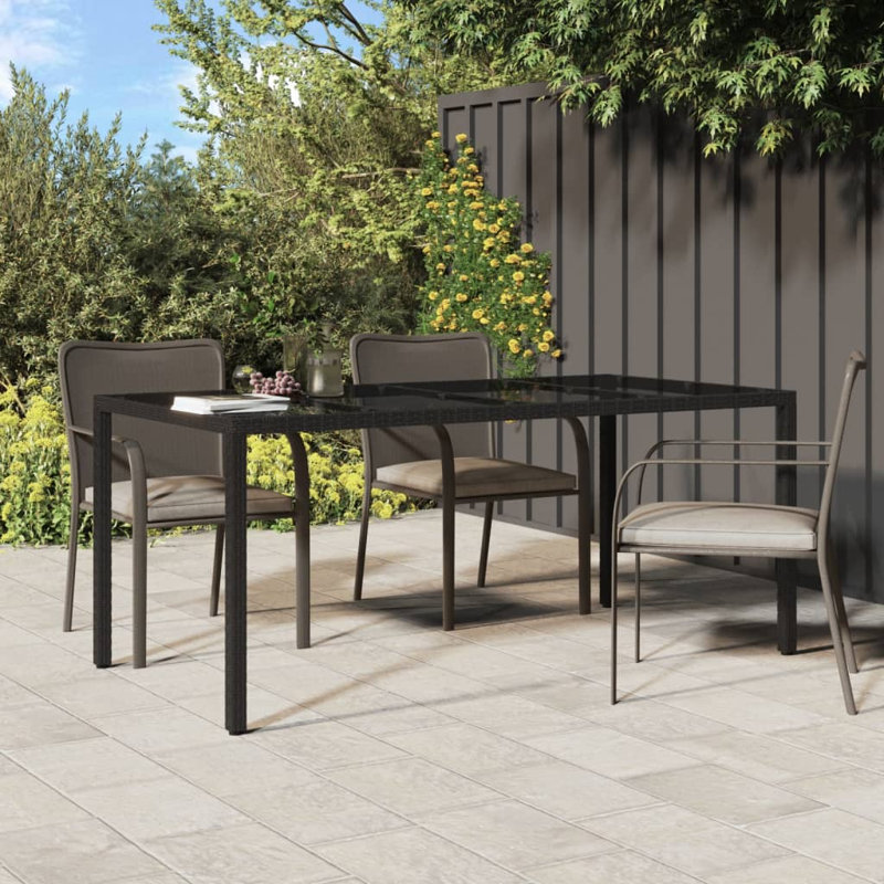 Table de patio en verre trempé et poly rotin Latitude Run®, Brun, H 29,5 po x l 35,4 po x L 74,8 po