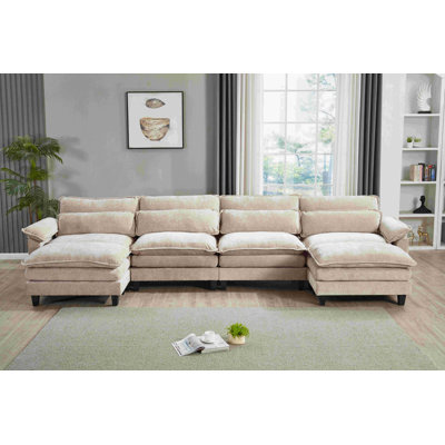 Luqi 4 Seater Modular Sectional Sofa Large U Shaped With 2 Ottoman