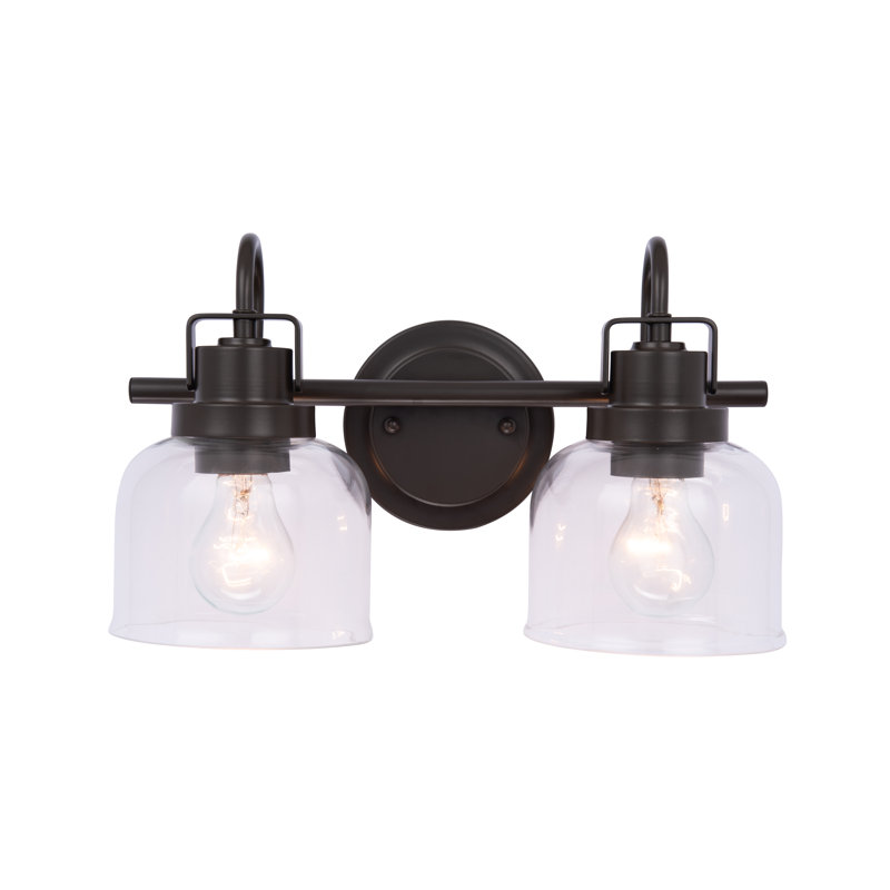 Bronze and Black 2-Light Dimmable Vanity Light with Clear Glass Shades