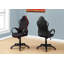 Chaise de bureau, jeux, hauteur réglable, pivotant, ergonomique, accoudoirs, bureau d'ordinateur, travail, tissu noir et rouge, métal noir, contemporain, moderne