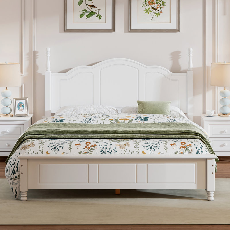 Base de lit plateforme en bois, lit plateforme de style rétro avec support en lattes de bois