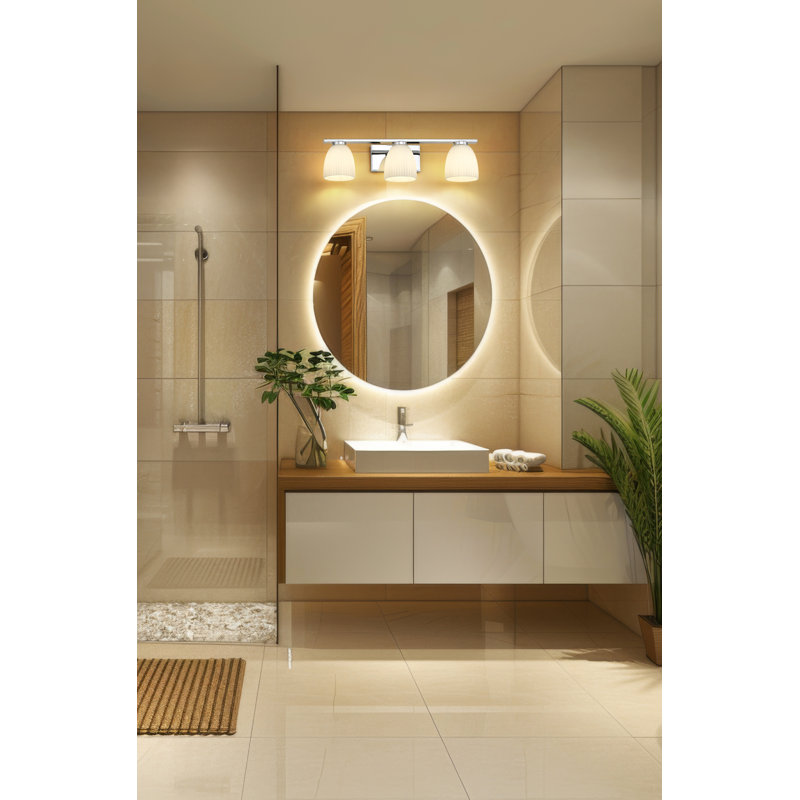 Mateo Modern Vanity, 6.5" H x 24" W x 6.5" D, Chrome, 3 Lights