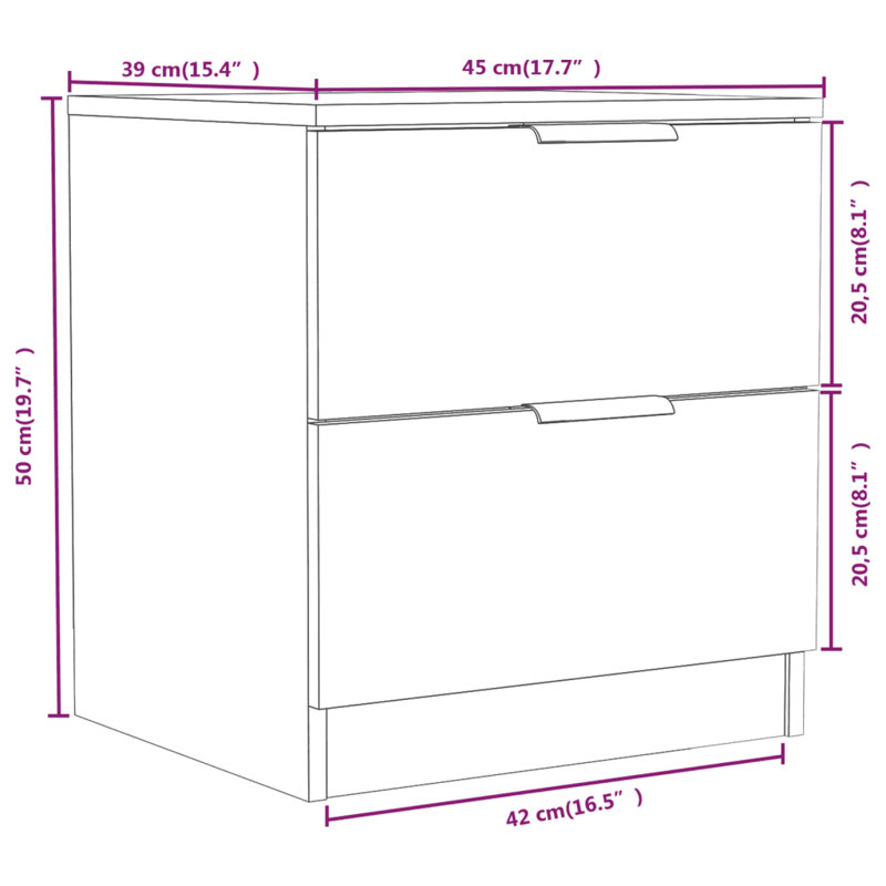 Jaicen 45cm W Manufactured Wood Bedside Table, White