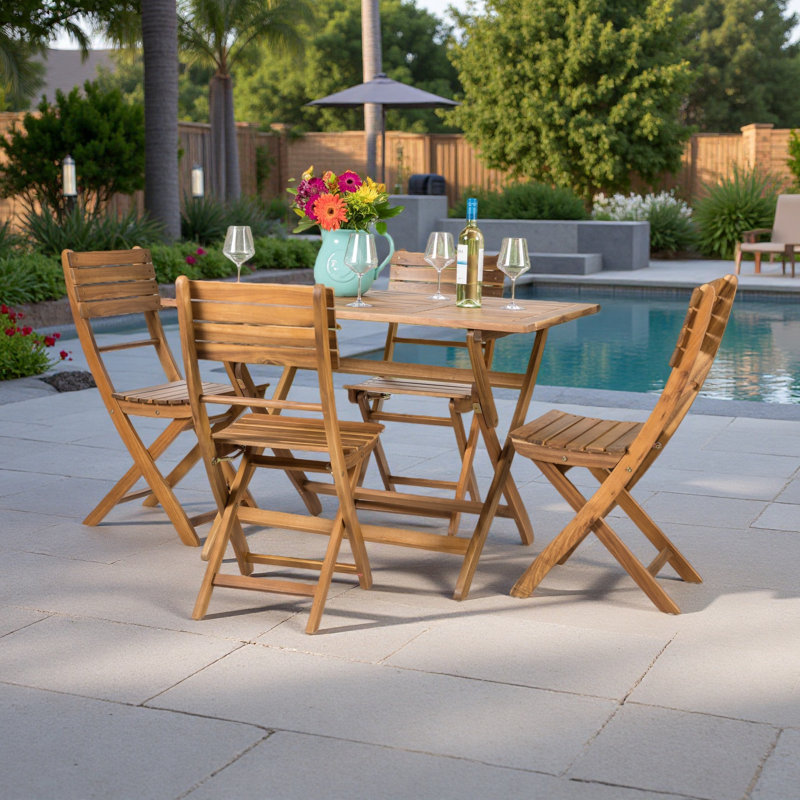 Natural 5-Piece Wood Outdoor Patio Dining Set