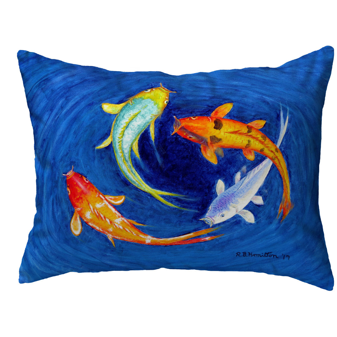  Swirling Koi Indoor/Outdoor Lumbar Pillow Betsy Drake Interiors