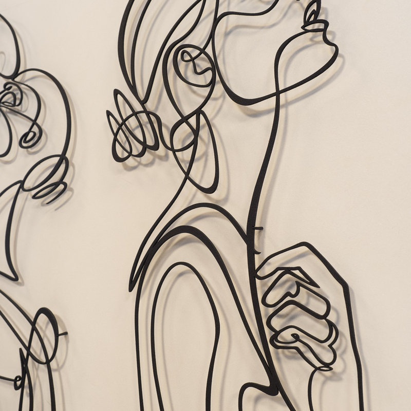 Silhouette de femme, ensemble d'art mural en métal - 3 pièces, décor minimaliste moderne, H 37 po x l 19 po x P 1 po