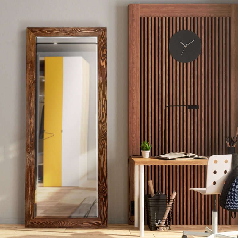 Miroir pleine grandeur de style campagne / campagne, 61 po x 25 po, Brun foncé