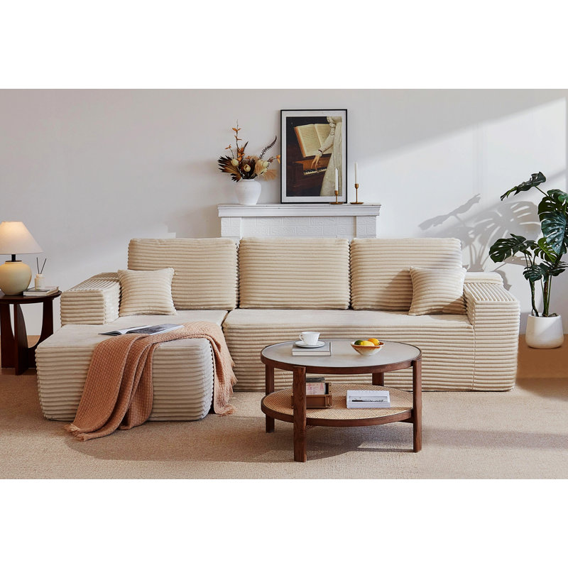 Canapé modulaire Boneless avec poches latérales, Beige, Face à la gauche