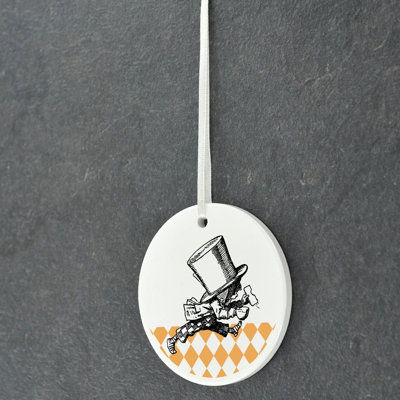 Mad Hatter Alice In Wonderland Circle Shaped Ceramic Ornament Bauble