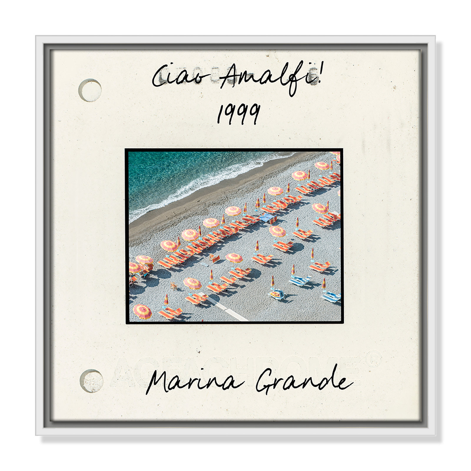 Amalfi, Italy - Marina Grande Print by Danita Dalmont, 17.5" H x 17.5" W x 2" D, White Floater Framed Canvas