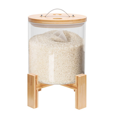Jerseyville Glass Rice Dispenser Storage Container with Stand and Lid