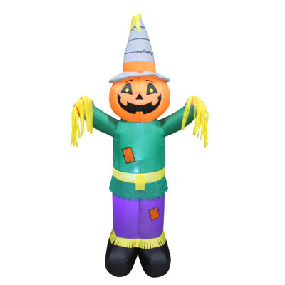 6 Foot Tall Lighted Happy Halloween Scarecrow Inflatable