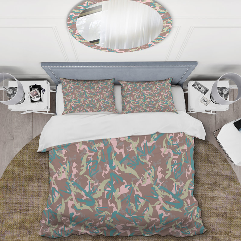 Ensemble de housse de couette en microfibre brun / rose / bleu 3 pièces