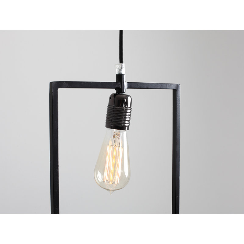 1 - Light White Square/Rectangle Pendant, 190cm H x 25cm W x 5cm D, Black