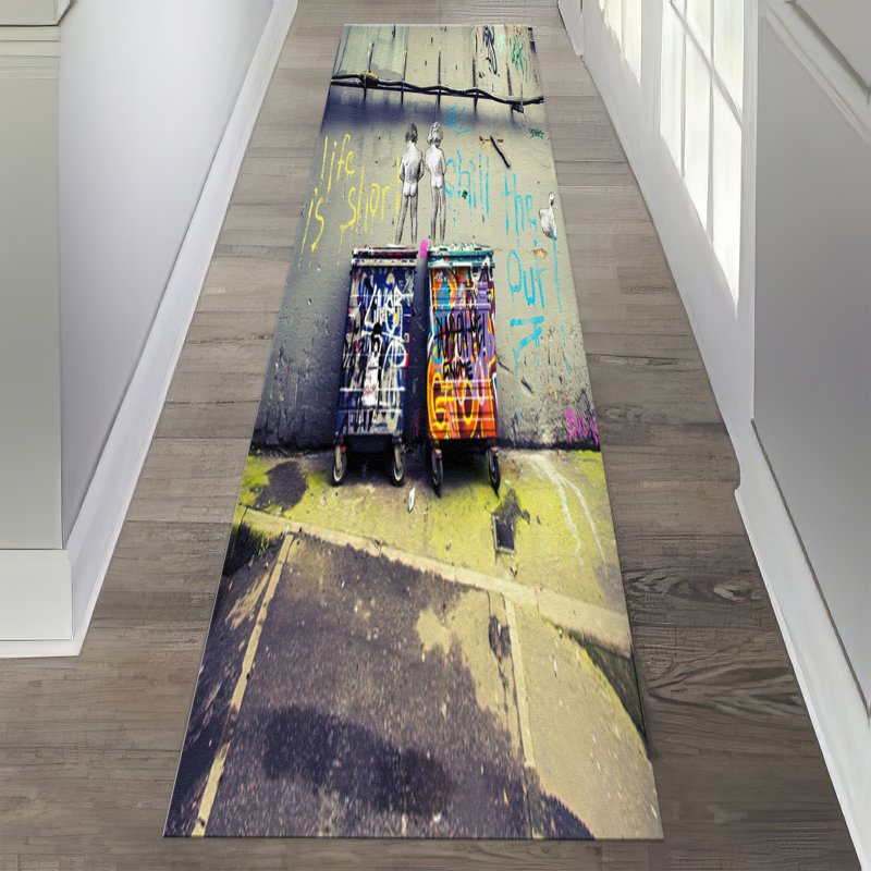 Soft Printed Goblen Fabric Rug with Vibrant Geometric Pattern Ideal for Enhancing Your Bedroom or Living Room Decor