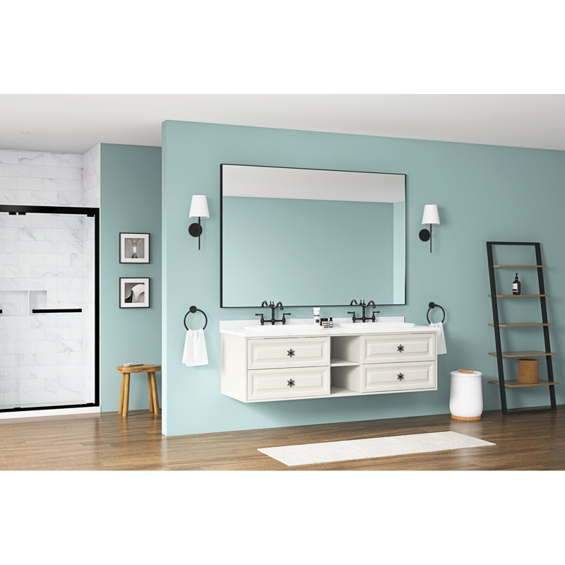 84 po L 48 po Miroir de salle de bain en métal H rectangulaire