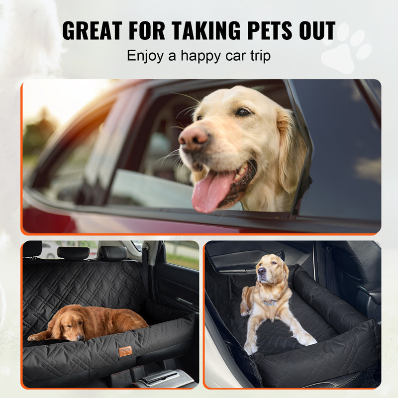 Black Waterproof Soft Sided Dog Car Seat with Safety Leash