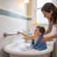 Barre d'appui de salle de bain 12 po avec poignée moletée antidérapante, conforme ADA-118088927