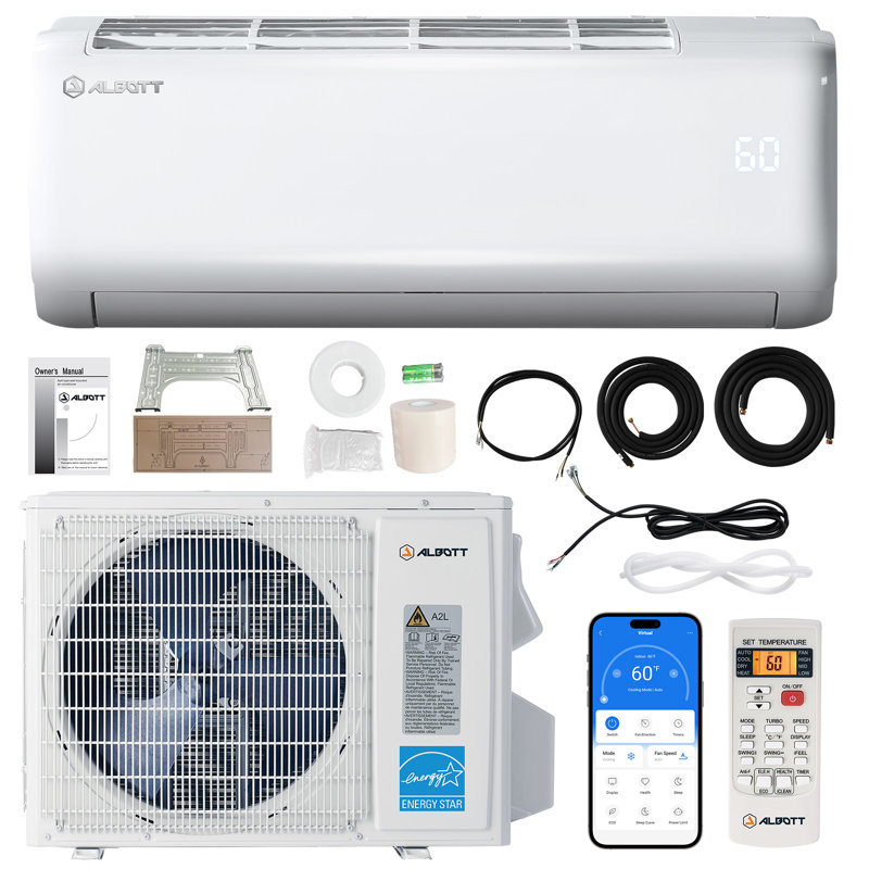 Mini Split Air Conditioner and Heater, SEER2 22 12000 BTU Energy Star AC with Wi-Fi Smart Control, Voice Assistant, Self-Cleaning, Easy Installation, 115V