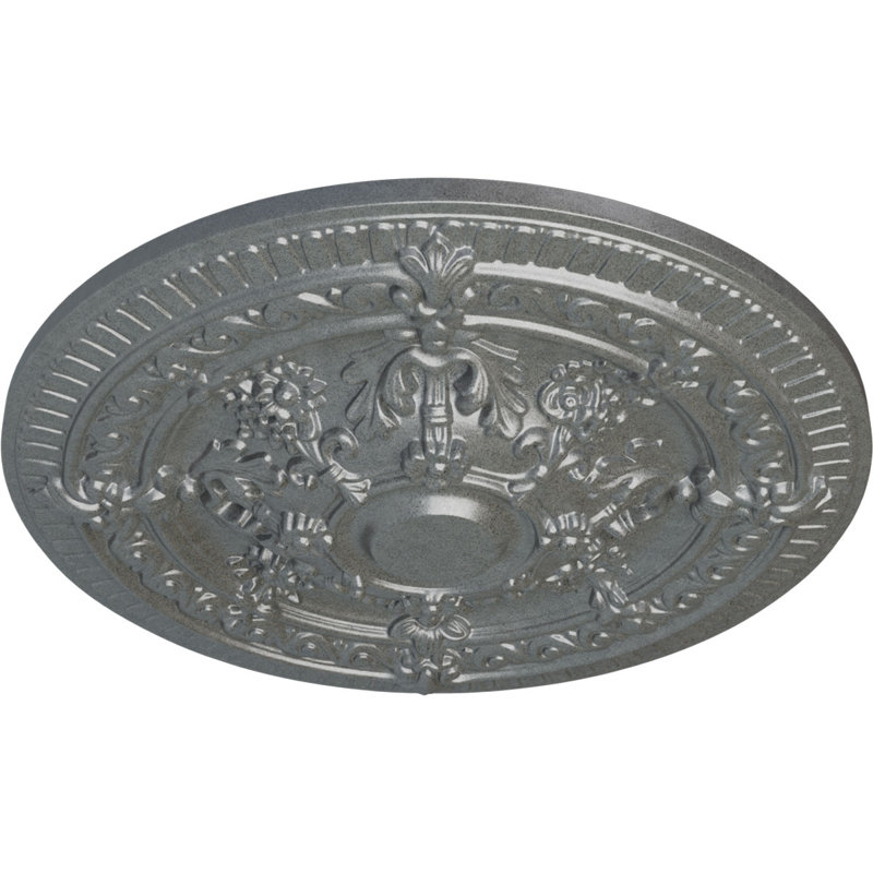 Endurathane Vincent Ceiling Medallion, 26"OD x 3"P (Fits Canopies up to 6"), Hand-Painted Platinum Finish, Platinum