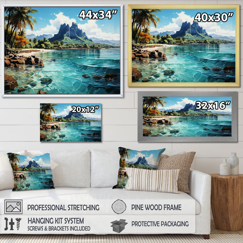 Bora Bora Beach, impression sur toile, paysage de l'océan tropical - Bora Bora Beach III, H 24 po x l 32 po x P 1 po