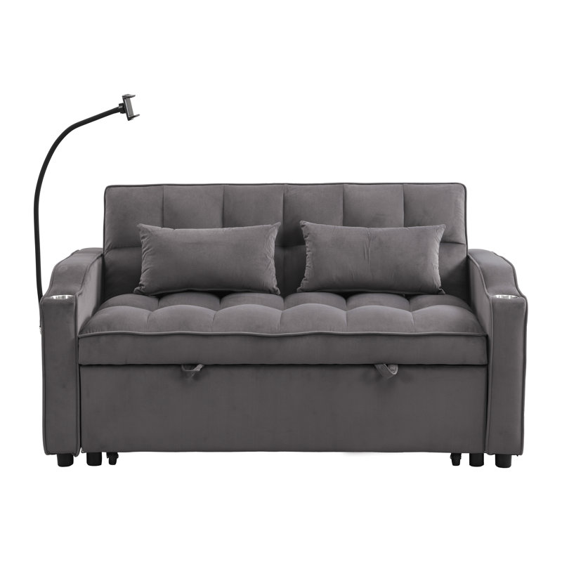 Canapé-lit avec couchette gris foncé