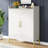 35.43 Inches White & Gold 6-Tier Entryway Shoe Storage Cabinet With Doors-244691012