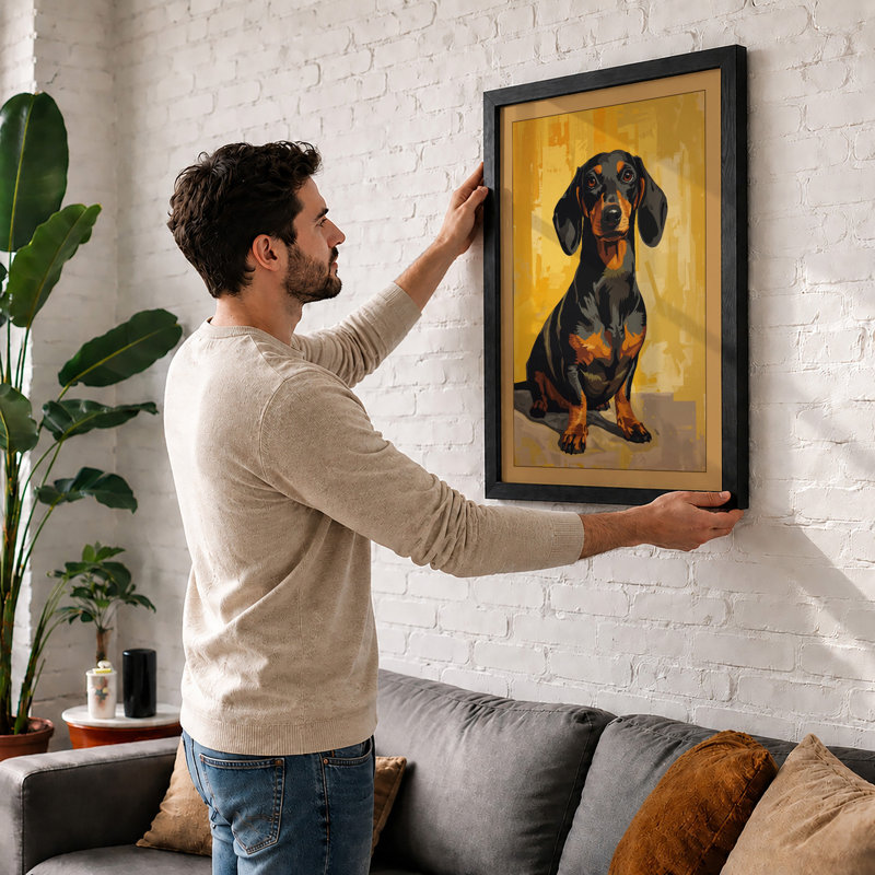 Dignified Dachshund Modern - Framed Print, Black, A3 - 42.0 x 29.7 cm
