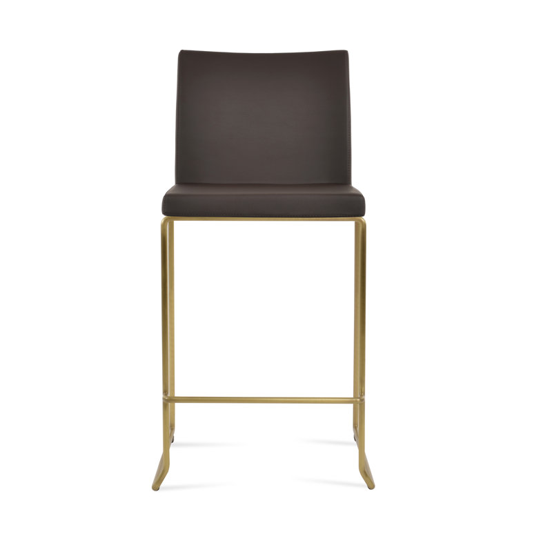 Tabouret de bar et de comptoir empilable Aria, Tabouret de bar (siège d'une hauteur de 29 po), Laiton, PPM brun