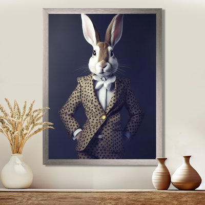 Impression sur toile de lapin blanc en costume de fantaisie