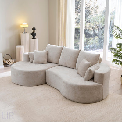 106 In. 2-Piece Chenille Cloud Curved Sectional Sofa With Chaise For Ultimate Comfort And Modern Elegance