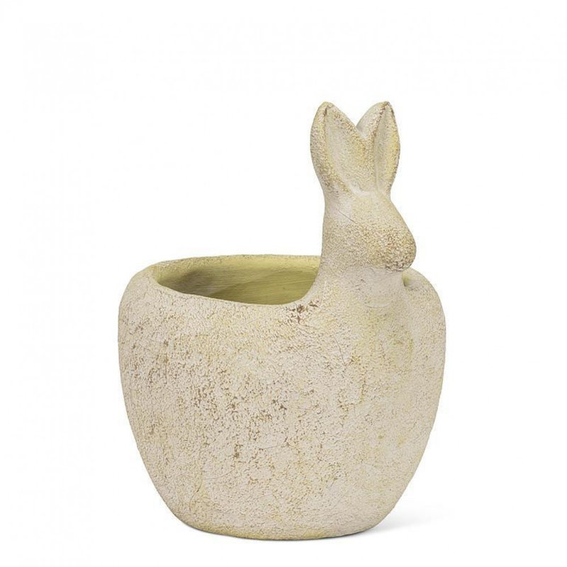 Jardinière moyenne avec tête de lapin, H 5,5 po x l 4 po x P 4 po, Jaune