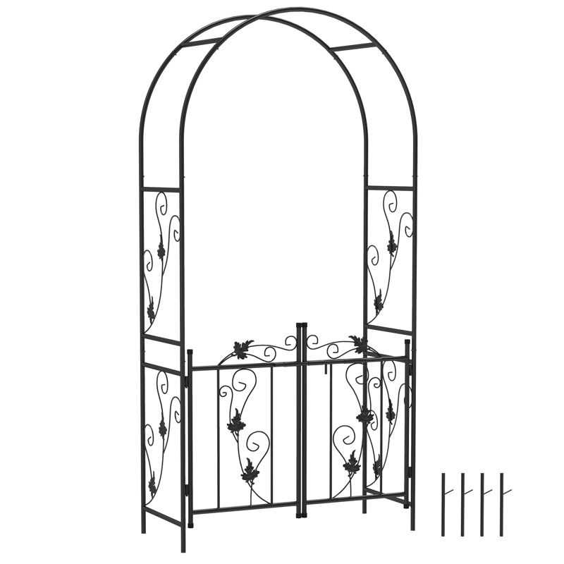 107cm W x 45cm D Steel Arbour Gate in Black