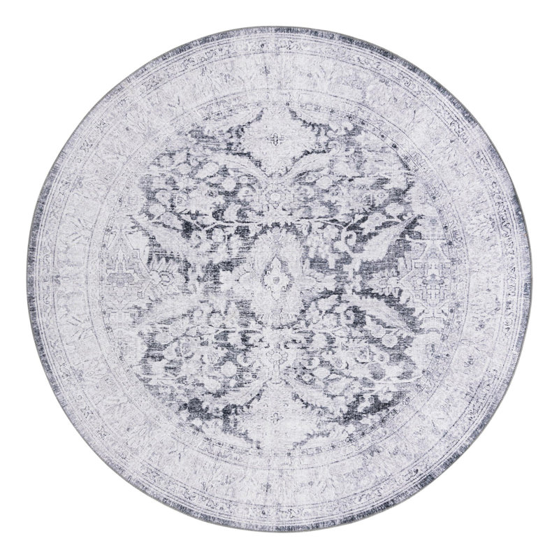 Heyde Chenille Oriental Indoor Rug, Round 7'7"