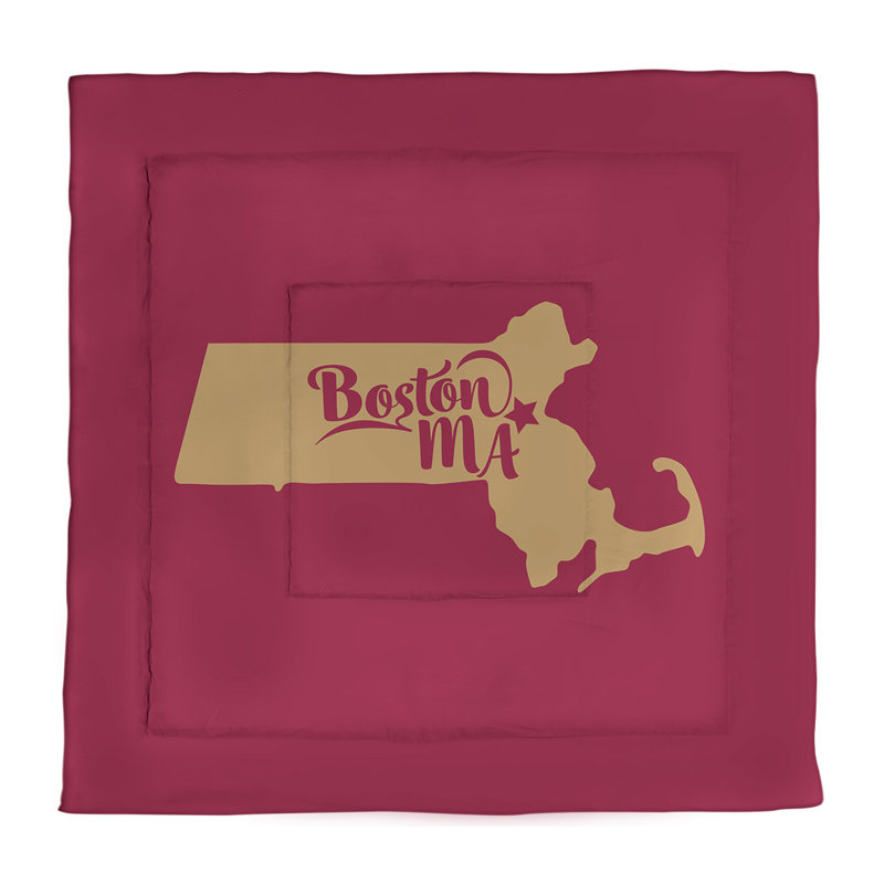 Modern & Contemporary Percale Comforter, Scarlet/Gold, King Comforter